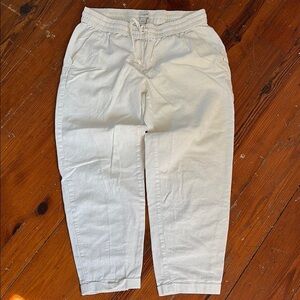 J. Crew Linen Cotton White Pull On Pants Size 8 Summer Coastal Vacation